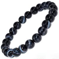 Agate Jewelry Bracelet Lace Agate polished fashion jewelry & Unisex black 8mm Sold Per Approx 7.48 Inch Strand