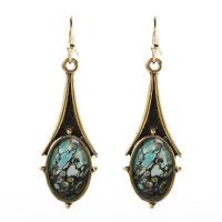 Turquoise Earring Zinc Alloy with turquoise gold color plated fashion jewelry & for woman golden nickel lead & cadmium free Sold By Pair