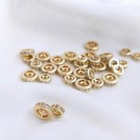 Brass távtartó gyöngyök, Sárgaréz, Kerék, galvanizált, különböző méretű a választás & mikro egyengetni cirkónia, arany, Által értékesített PC