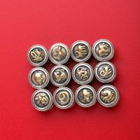 Thaimaa Sterling Silver Välihelmi, kanssa Messinki, Chinese Zodiac, tee-se-itse & eri materiaaleja valinta, enemmän värejä valinta, 7x10mm, Reikä:N. 2mm, 10PC/erä, Myymät erä
