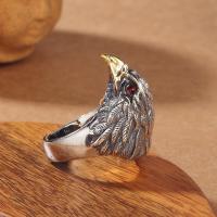 Thailand Sterling Silver Finger Ring with Brass eagle Antique finish Adjustable silver color Sold By PC