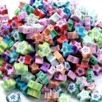 Polymer Clay Gyöngyök, Virág, különböző csomagolás stílus választás & DIY, kevert színek, 10mm, Által értékesített Bag