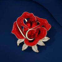 Rhinestone Brooch Zinc Alloy Rose fashion jewelry & for woman & with rhinestone nickel lead & cadmium free Sold By PC
