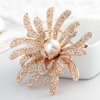 Rhinestone Brooch Zinc Alloy with Plastic Pearl rose gold color plated fashion jewelry & for woman & with rhinestone nickel lead & cadmium free Sold By PC
