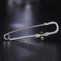 Rhinestone Brooch Zinc Alloy silver color plated fashion jewelry & for woman & with rhinestone nickel lead & cadmium free Sold By PC