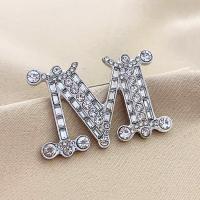 Rhinestone Brooch Zinc Alloy Letter M plated fashion jewelry & for woman & with rhinestone nickel lead & cadmium free Sold By PC