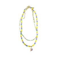 Crystal Necklace with 5cm extender chain Heart Double Layer & fashion jewelry & for woman multi-colored Length 33 cm 36.7 cm Sold By PC