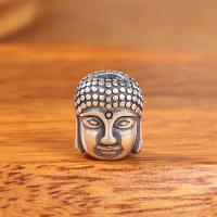 Thailand Sterling Silver Spacer Kralen, Boeddha, DIY, zilver, 8.70x7.20x6.80mm, Gat:Ca 3mm, 10pC's/Lot, Verkocht door Lot