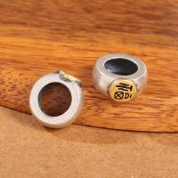 Thailand Sterling Silver Spacer Bead, with Brass, Rondelle, Antique finish, DIY, silver color, 12.50x12x5.10mm, Hole:Approx 7mm, 10PCs/Lot, Sold By Lot