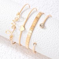 Zinc Alloy Bangle plated 4 pieces & fashion jewelry & for woman & with rhinestone golden 65mm Sold By Set