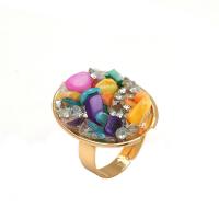 Natural Gemstone Finger Ring Zinc Alloy with Gemstone gold color plated fashion jewelry & for woman multi-colored 18mm Sold By PC