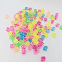 Alphabet Akril gyöngyök, Square, DIY, kevert színek, 6x6mm, Kb 3000PC-k/Bag, Által értékesített Bag