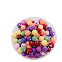 Perles acrylique alphabet, Rond, peinture, DIY, couleurs mélangées, 8mm, Environ 1900PC/sac, Vendu par sac