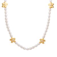Natural Freshwater Pearl Necklace with Titanium Steel with 1.97inch 2.76inch extender chain plated fashion jewelry & for woman 4mm 11mm Length Approx 6.69 Inch Approx 15.75 Inch Sold By PC