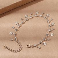 Zinc Alloy Anklet with 5.5cm extender chain silver color plated fashion jewelry & for woman & with rhinestone silver color Sold Per 22 cm Strand