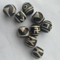 Ágata natural tibetano Dzi Beads, Ágata tibetana, DIY, dois diferentes cores, 14x15mm, vendido por PC