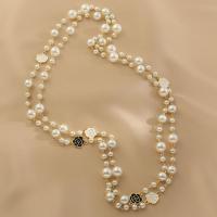 Collar de perlas de plástico, aleación de zinc, con Perlas plásticas, Joyería & para mujer, libre de níquel, plomo & cadmio, longitud aproximado 150 cm, Vendido por UD