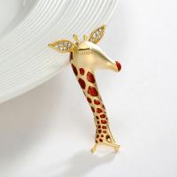 Rhinestone Brooch Zinc Alloy Giraffe fashion jewelry & for woman & enamel & with rhinestone red nickel lead & cadmium free Sold By PC