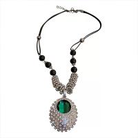 Crystal Necklace Zinc Alloy with PU Leather & Crystal with 2.56inch extender chain fashion jewelry & for woman & with rhinestone nickel lead & cadmium free Length Approx 19.21 Inch Sold By PC