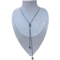Zinc Alloy Sweater Chain Necklace plated fashion jewelry & for woman silver color Length Approx 23.6 Inch Sold By PC