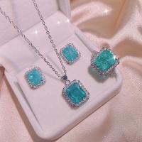 Crystal Jewelry Sets Cupronickel with Crystal Geometrical Pattern platinum plated for woman & with rhinestone Sold By PC