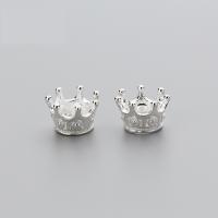 925 Sterling Sølv Mellemled Perler, Crown, du kan DIY, sølv, 11x11x7mm, Hole:Ca. 5.8mm, Solgt af PC