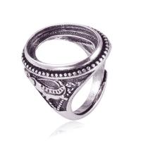 Stop cynku Baza pierścionka z łożyskiem, Platerowane kolorem starego srebra, Regulowane & biżuteria moda & dla obu płci, bez zawartości niklu, ołowiu i kadmu, 23x25mm, sprzedane przez PC