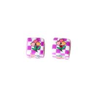 Spray Painted Acrylic Beads, Cube, brushwork, DIY & different designs for choice, more colors for choice, 17x17mm, Sold By PC