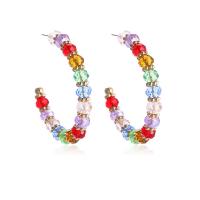Crystal Earrings with Zinc Alloy Letter C gold color plated fashion jewelry & for woman multi-colored Sold By Pair