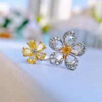 Cubic Zirconia Micro Pave Brass Ring Flower plated adjustable & micro pave cubic zirconia & for woman US Ring Sold By PC