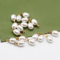 Shell Pendants with zinc alloy bail gold color plated white Sold By Lot