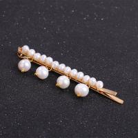 Hair Slide Freshwater Pearl with Brass for woman 4-7mm Sold By PC