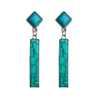Turquoise Earring Zinc Alloy with turquoise fashion jewelry blue 60mm Sold By Bag