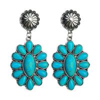 Turquoise Earring Zinc Alloy with turquoise fashion jewelry & for woman two different colored 72mm Sold By Bag