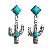 Turquoise Earring Zinc Alloy with turquoise fashion jewelry & for woman two different colored 48mm Sold By Bag