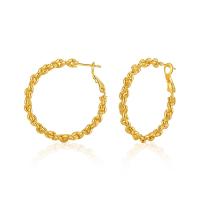 Brass Hoop Earring 18K gold plated fashion jewelry & for woman golden nickel lead & cadmium free Sold By Pair