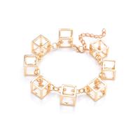 Zinc Alloy Bracelet with 7cm extender chain Cube gold color plated fashion jewelry & for woman golden nickel lead & cadmium free Length 16.5 cm Sold By PC