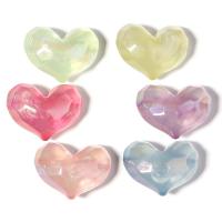 Miracle akryl perler, Heart, farverig forgyldt, du kan DIY & facetteret, flere farver til valg, 34x26mm, Hole:Ca. 4.3mm, 5pc'er/Bag, Solgt af Bag
