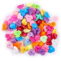Plastic Beads with Acrylic Flower injection moulding DIY mixed colors Sold By Bag