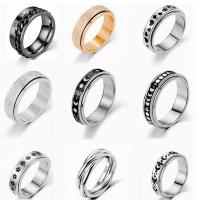 Stainless Steel Finger Ring 304 Stainless Steel Vacuum Ion Plating nine pieces & rotatable & for woman US Ring Sold By Set