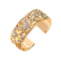 Rhinestone Bracelet Zinc Alloy with Natural Gravel gold color plated for woman & with rhinestone 75mm Sold By PC