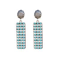 Turquoise Earring Zinc Alloy with turquoise Geometrical Pattern silver color plated for woman & hollow Sold By Pair