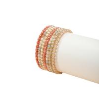 Glass Beads Bracelet with Zinc Alloy gold color plated fashion jewelry & for woman 19mm  Sold By Set