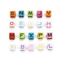 Alphabet Acryl Kralen, Kubus, DIY & verschillende grootte voor keus & verschillende stijlen voor de keuze, gemengde kleuren, 100pC's/Bag, Verkocht door Bag