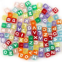 Alphabet Akril gyöngyök, Kocka, DIY & különböző méretű a választás, kevert színek, 100PC-k/Bag, Által értékesített Bag