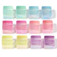 Perles acryliques de Style gelée, Acrylique, cube, DIY & lumineux, plus de couleurs à choisir, 14mm, Trou:Environ 3.8mm, 10PC/sac, Vendu par sac