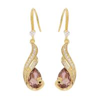 Cubic Zircon (CZ) Drop Earring Zinc Alloy with Cubic Zirconia gold color plated for woman nickel lead & cadmium free Sold By Pair