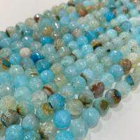 Agate Beads Round DIY & faceted blue Sold Per Approx 38 cm Strand