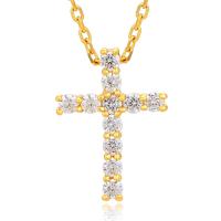 Zinc Alloy Cross Pendants gold color plated DIY & Unisex & micro pave cubic zirconia golden nickel lead & cadmium free Sold By PC