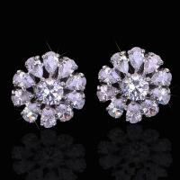 Cubic Zirconia Micro Pave Brass Earring Snowflake platinum plated micro pave cubic zirconia & for woman 11mm Sold By Pair